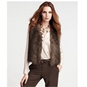 Ann Taylor Brown Faux Fur Vest